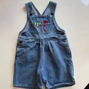 Vintage Talbot Kids Denim Embroidered Shortalls - M